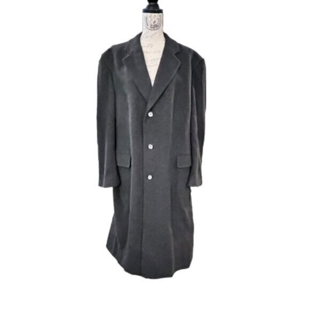 VTG Roberto‎ Vasalli Cashmere Overcoat Mens Charcoal Black Size 44R EUC CLASSIC